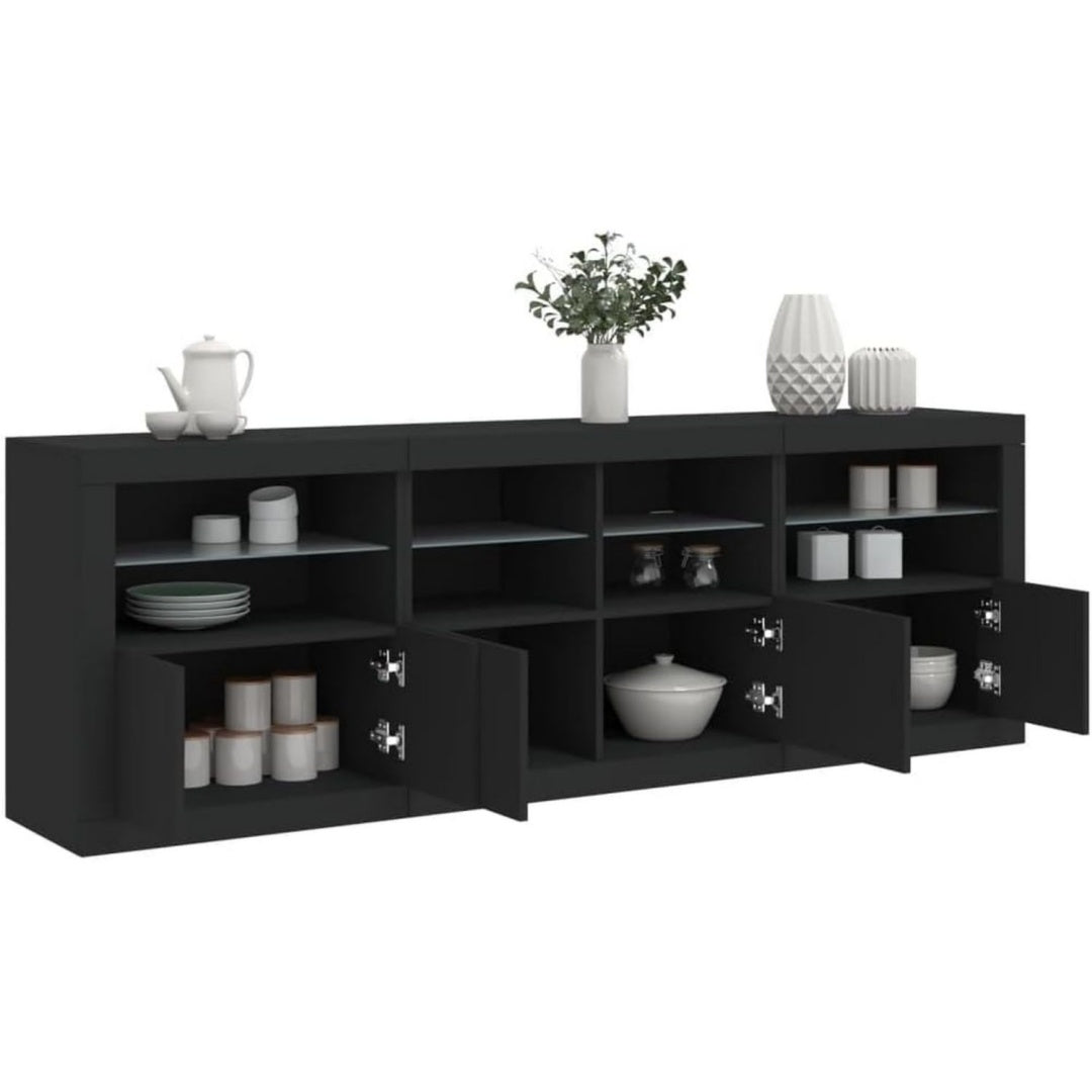 Armadio Casa Giardino Credenza con Luci LED Nero 202x37x67 cm 202x37x67 cm