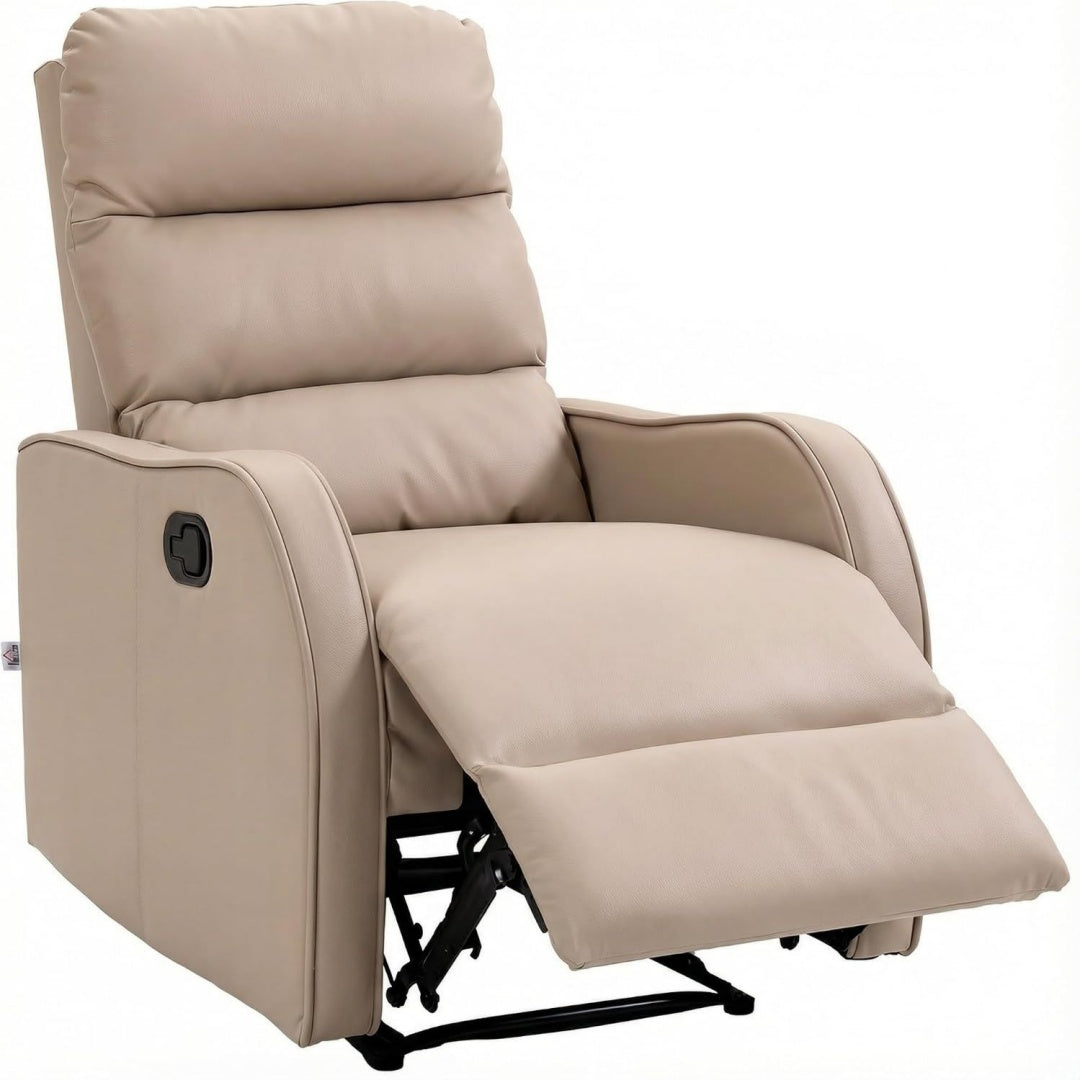 Poltrona Poltrona Relax Reclinabile Manuale 160 Seduta Ampia Marrone Chiaro