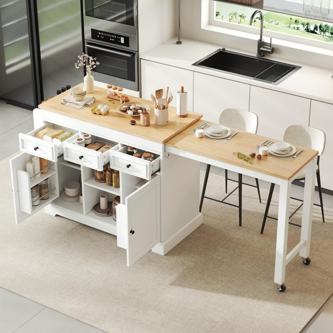 Credenze mobili YEHTOKHOME Isola centrale cucina con spazio di lavoro 112-188 cm