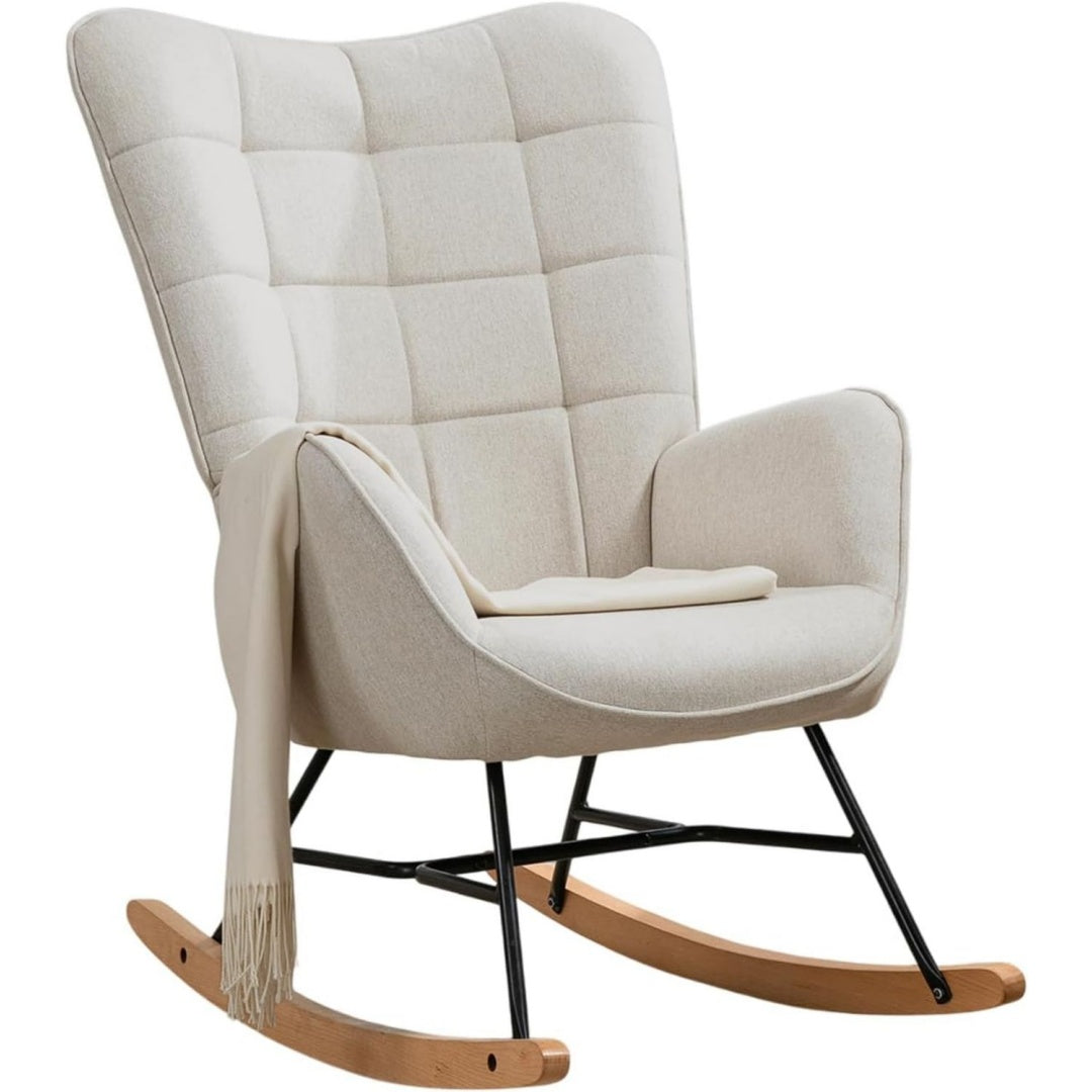 Sedia MEUBLE COSY Sedia a Dondolo Poltrona Imbottita Relax con Braccioli Schienal