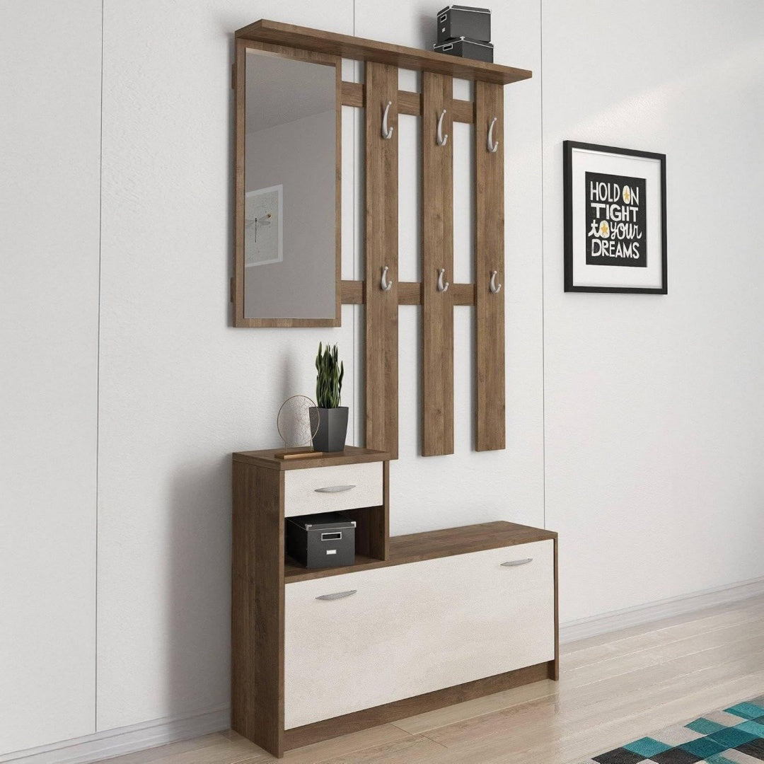 Specchio Dmora Mobile da Ingresso Sargassi 25.5x100x190h cm Bianco Specchio Incluso
