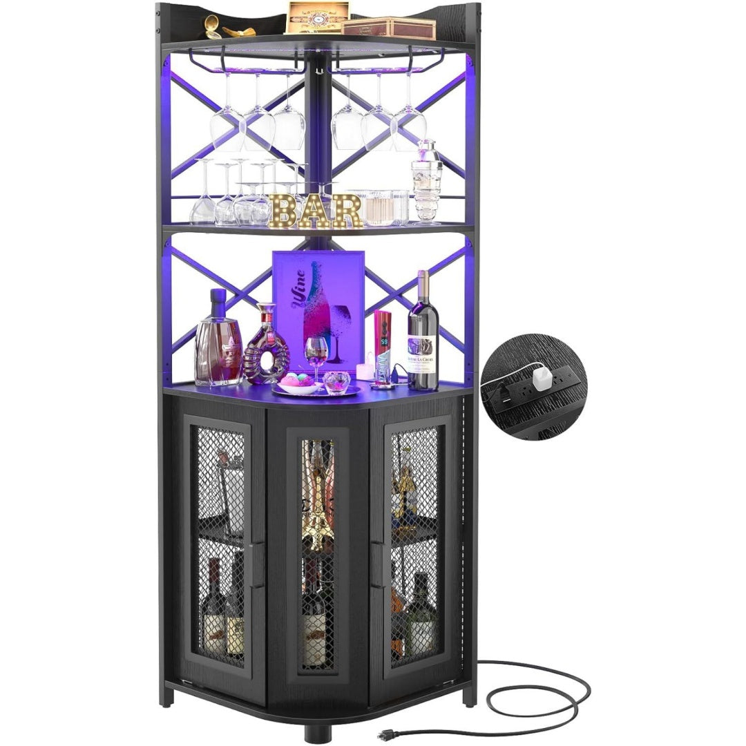 Mobili portabottiglie con porta USB nero
