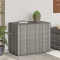 Armadio Armadio da giardino grigio, 100 x 55,5 x 80 cm, in polyrattan, con telaio i con cassetti