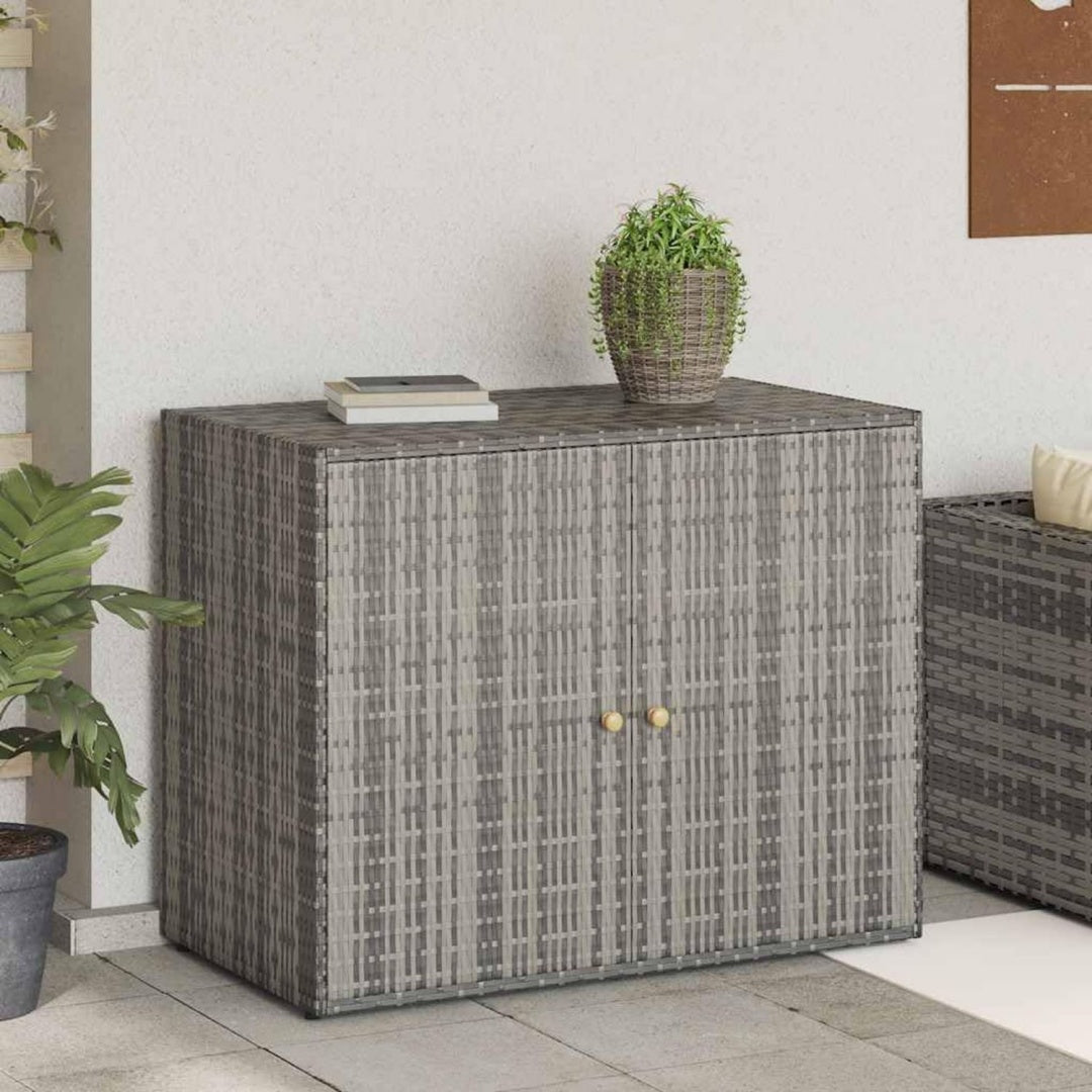 Armadio Armadio da giardino grigio, 100 x 55,5 x 80 cm, in polyrattan, con telaio i con cassetti